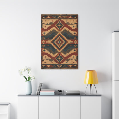 Navajo Inspired Geometric Textile Southwest Wall Art & Canvas Print