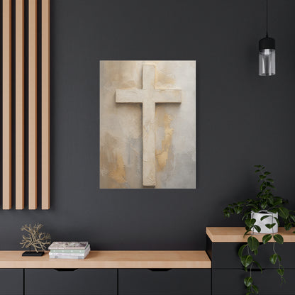 Minimal Ivory Christian Cross Wall Art & Canvas Print