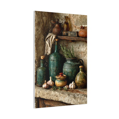 Rustic Ceramic Pantry Shelf Still Life Wall Art & Canvas Print