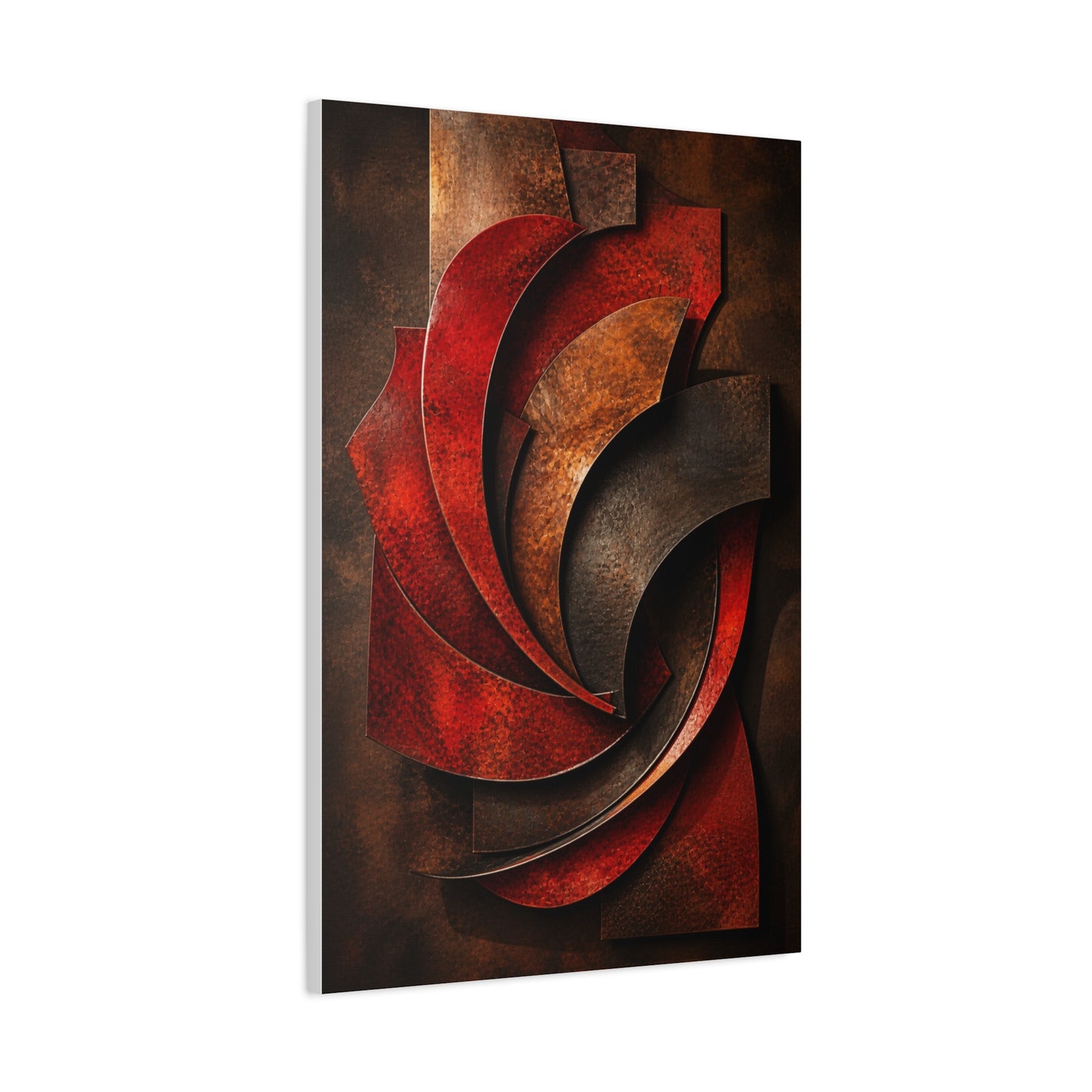 Sculptural Red Metal Wave Composition Wall Art & Canvas Print