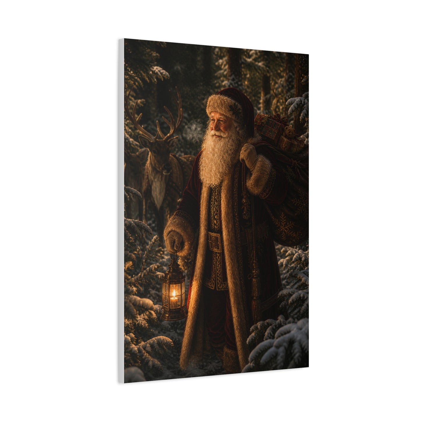 Woodland Lantern Santa Wall Art & Canvas Print