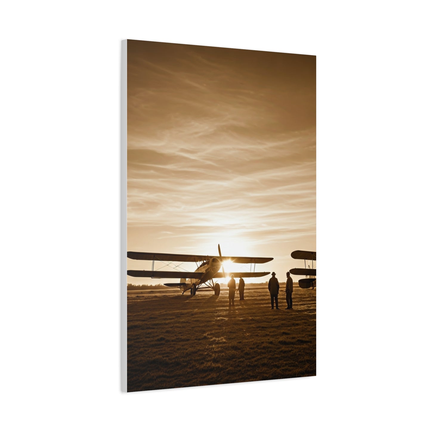 Vintage Airfield Sunset Silhouette Wall Art & Canvas Prints