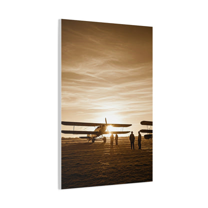 Vintage Airfield Sunset Silhouette Wall Art & Canvas Prints