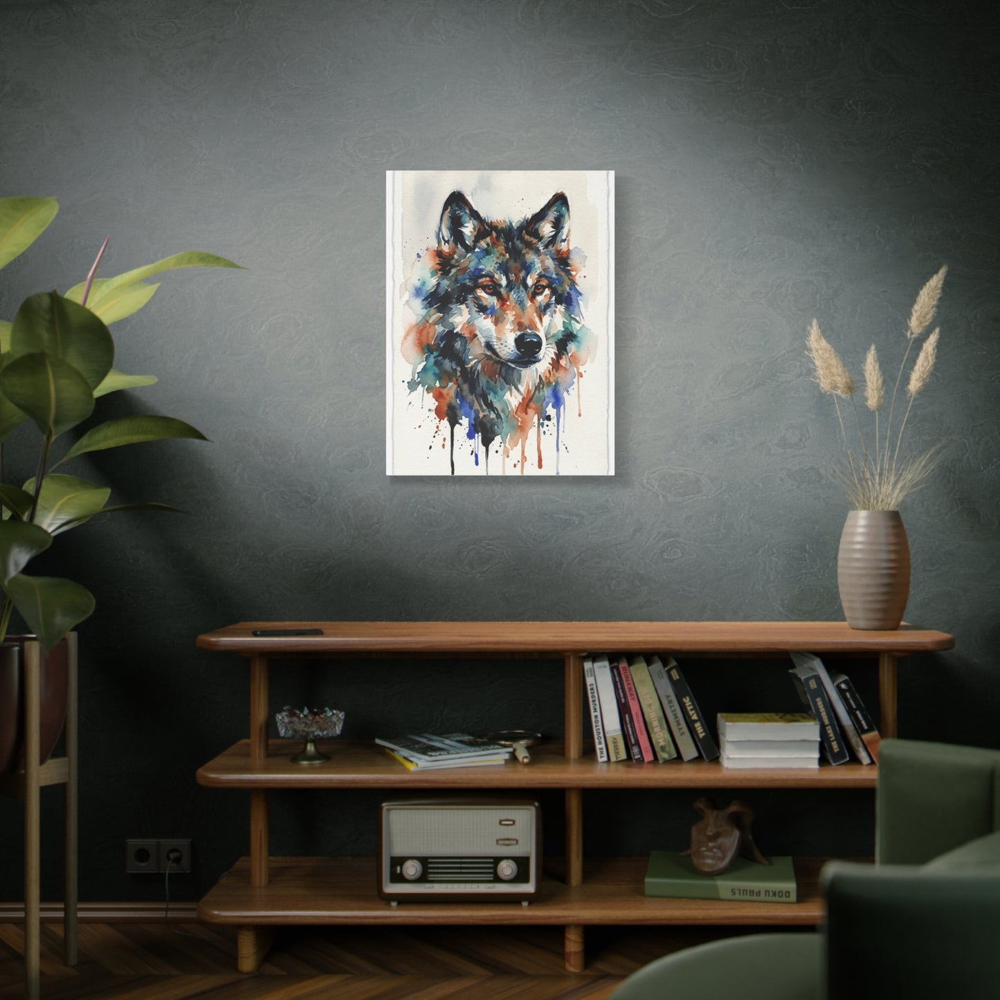 Watercolor Expression Wolf Portrait Abstract Wall Art & Canvas Print