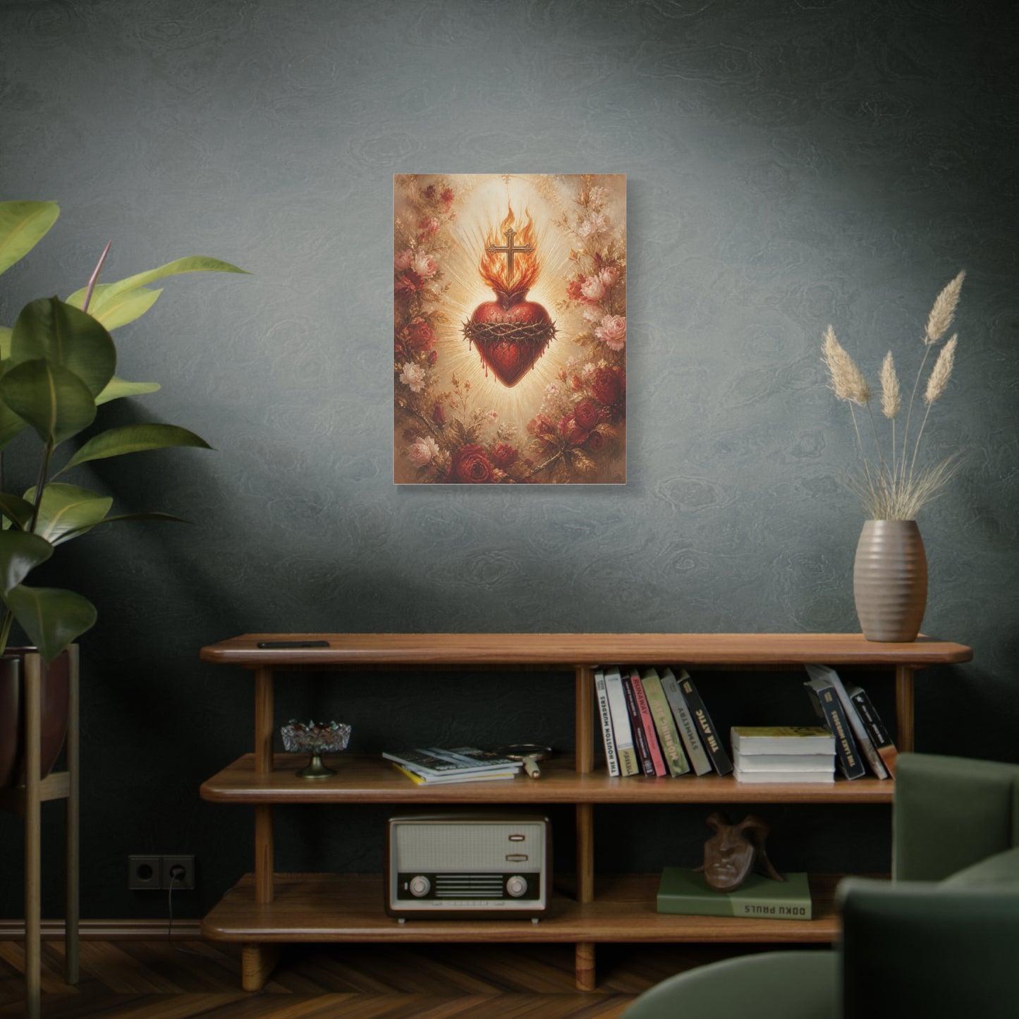 Sacred Heart Floral Devotional Wall Art & Canvas Print