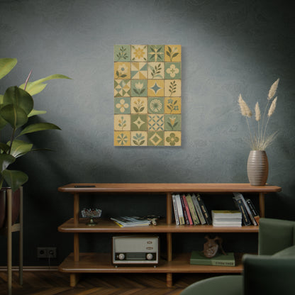 Mid-Century Floral Tile Pattern Wall Art & Canvas Print