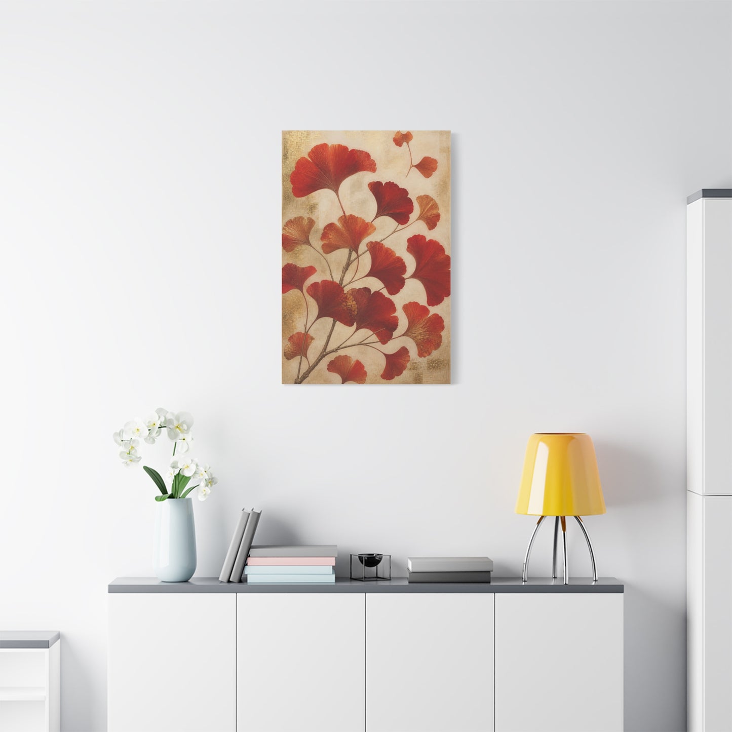 Red Ginkgo Botanical Composition Wall Art & Canvas Print