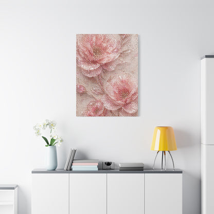 Crushed Glass Pink Floral Relief Wall Art & Canvas Print