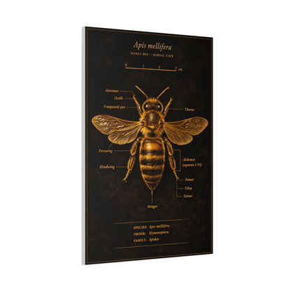 Gold Bee Entomology Study Wall Art & Canvas Print