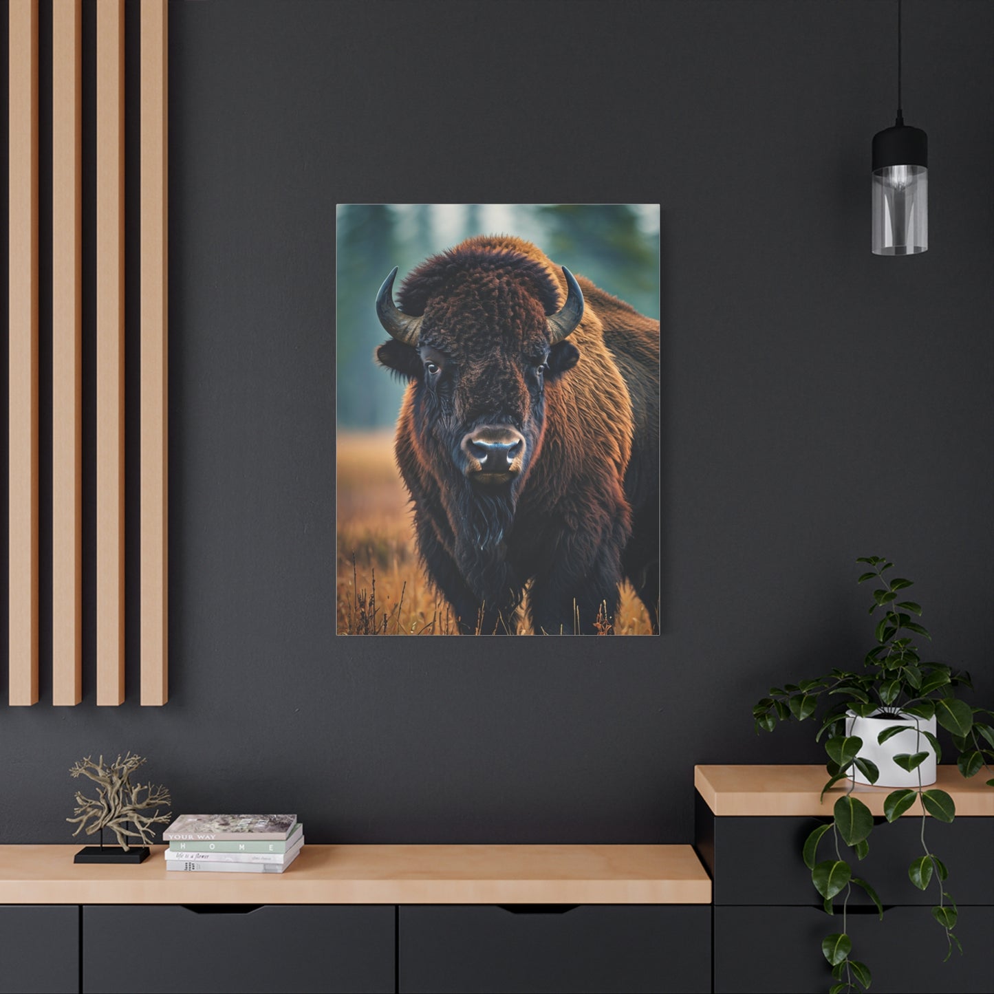 American Bison in Autumn Prairie Light Wall Art & Canvas Print