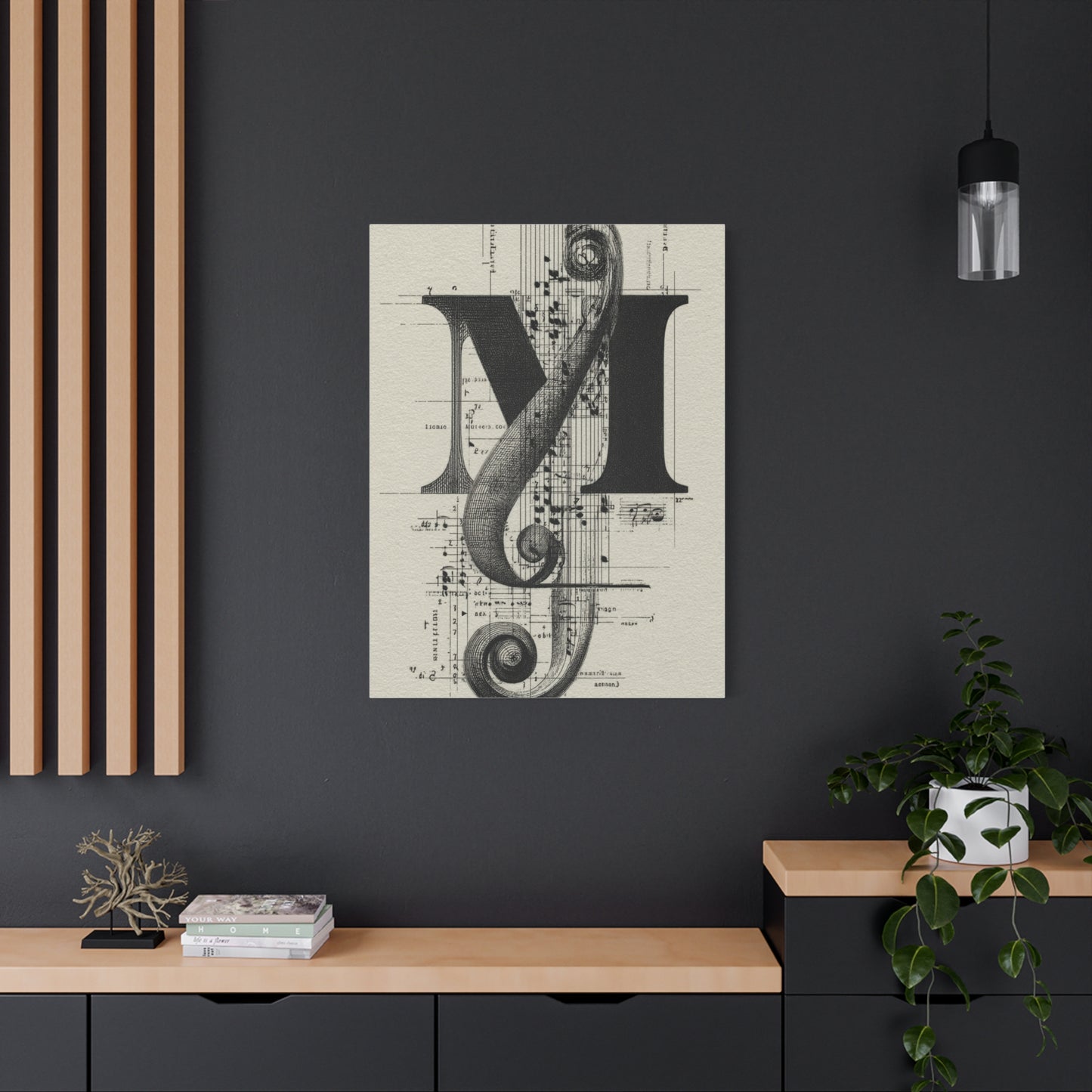 Musical Serif Monogram Illustration Wall Art & Canvas Print