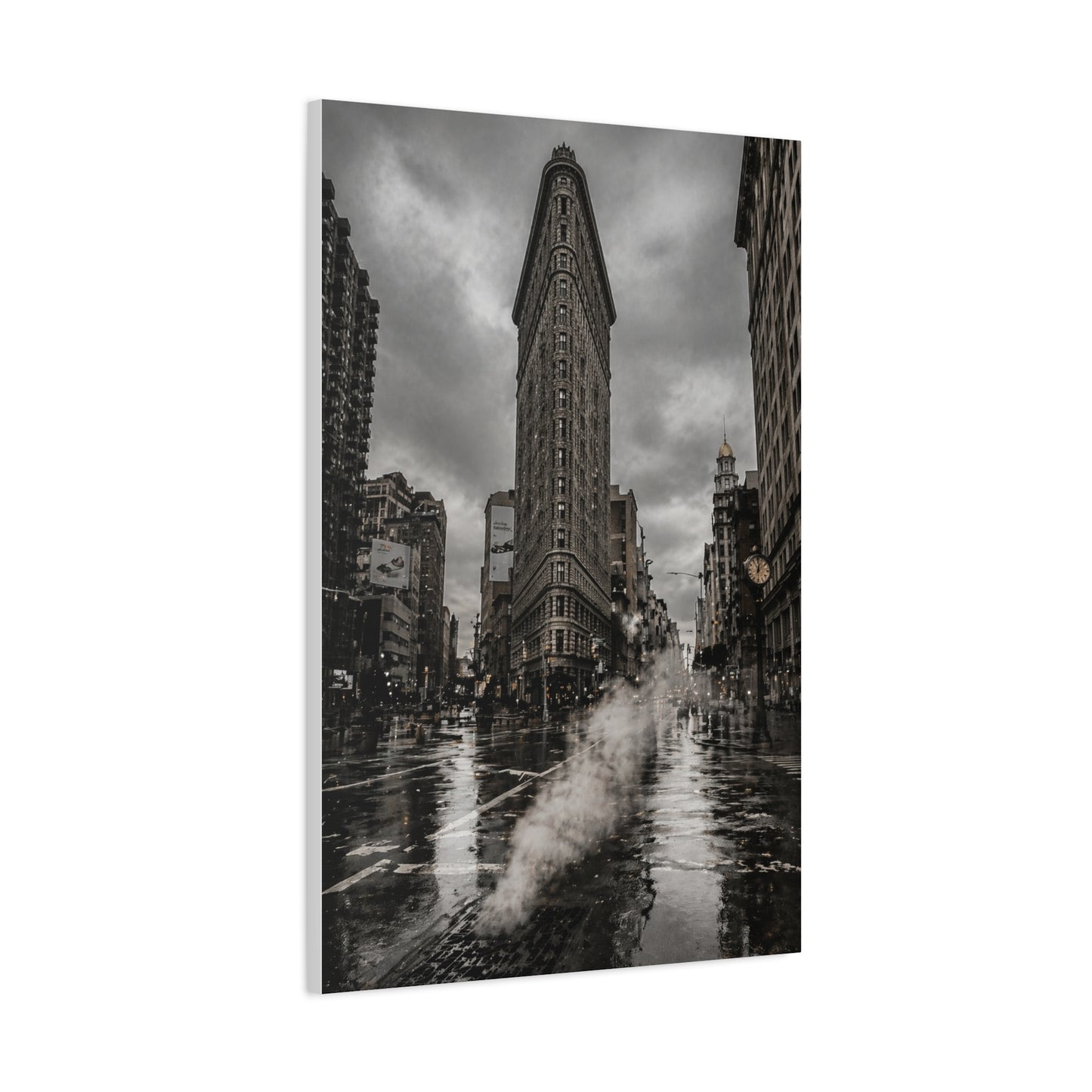Flatiron Building Rainy Noir Wall Art & Canvas Print