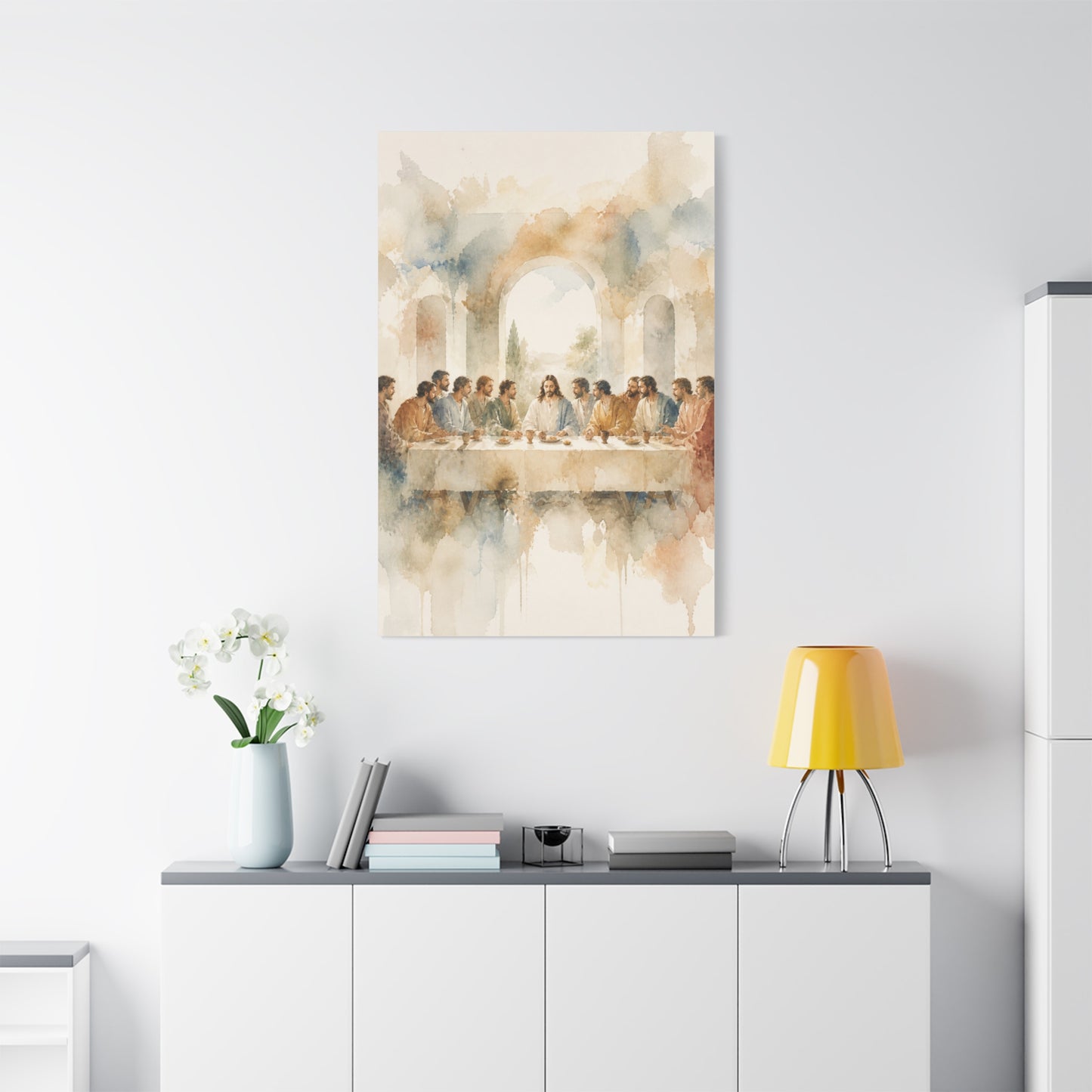 Soft Watercolor Last Supper Composition Wall Art & Canvas Print