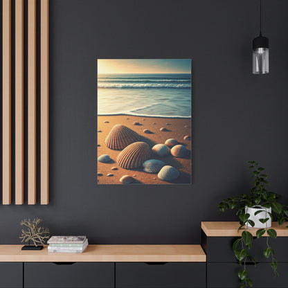 Seashell Collection on Warm Coastal Sand Wall Art & Canvas Prints
