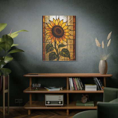 Classic Stained Glass Sunflower Panel Wall Art & Canvas Print