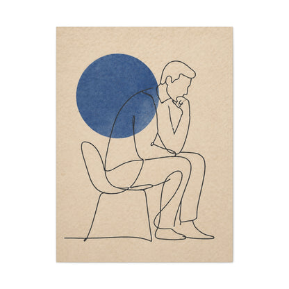 Modern Thinker Line Study Wall Art & Canvas Print