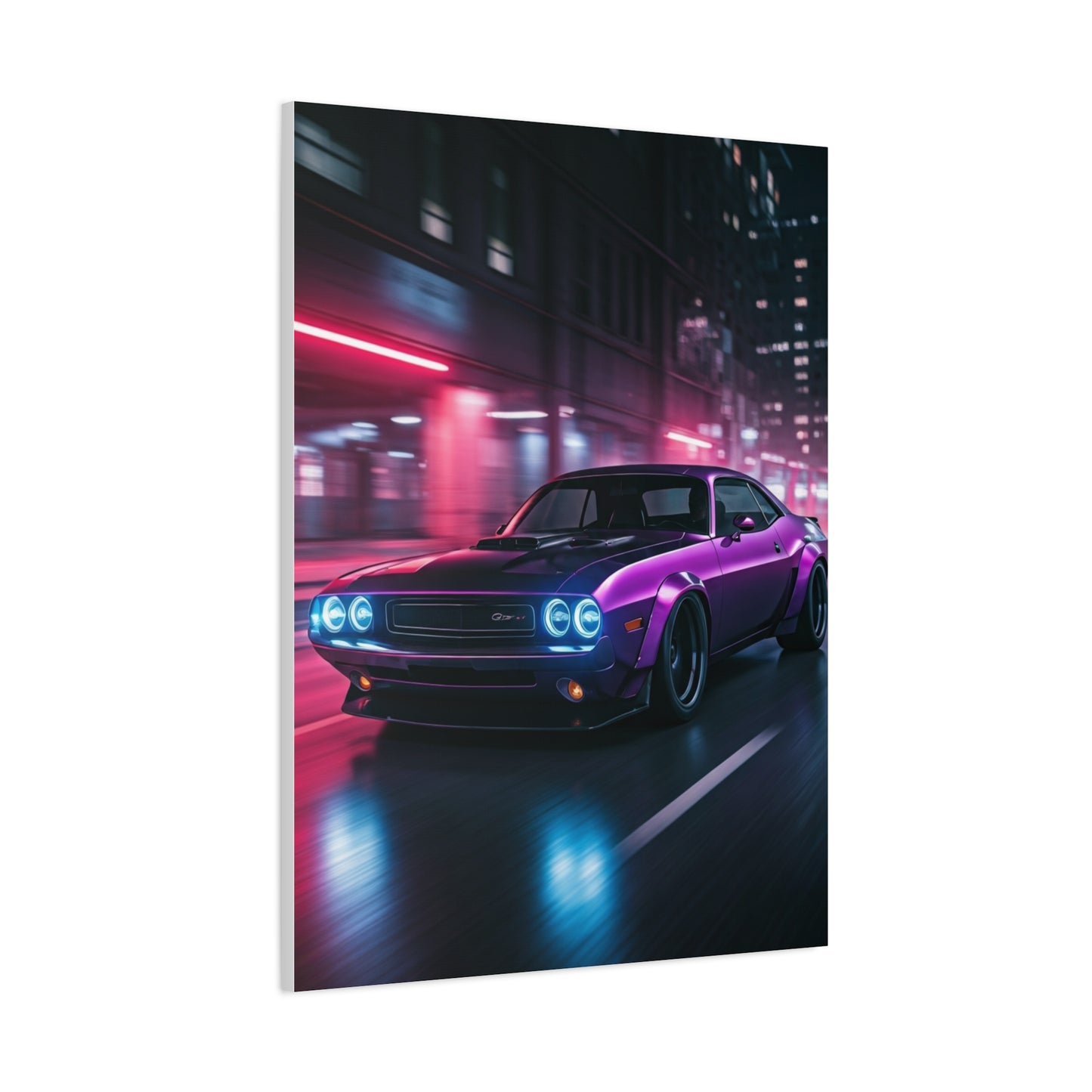 1970 Dodge Challenger Widebody Neon District Run Wall Art & Canvas Prints