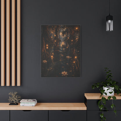 Moonlit Bayou Firefly Scene Wall Art & Canvas Print