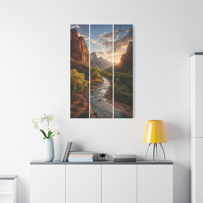 Zion Canyon Triptych Landscape Wall Art & Canvas Print