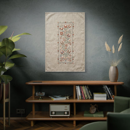 Rustic Folk Botanical Embroidery Strip Wall Art & Canvas Print