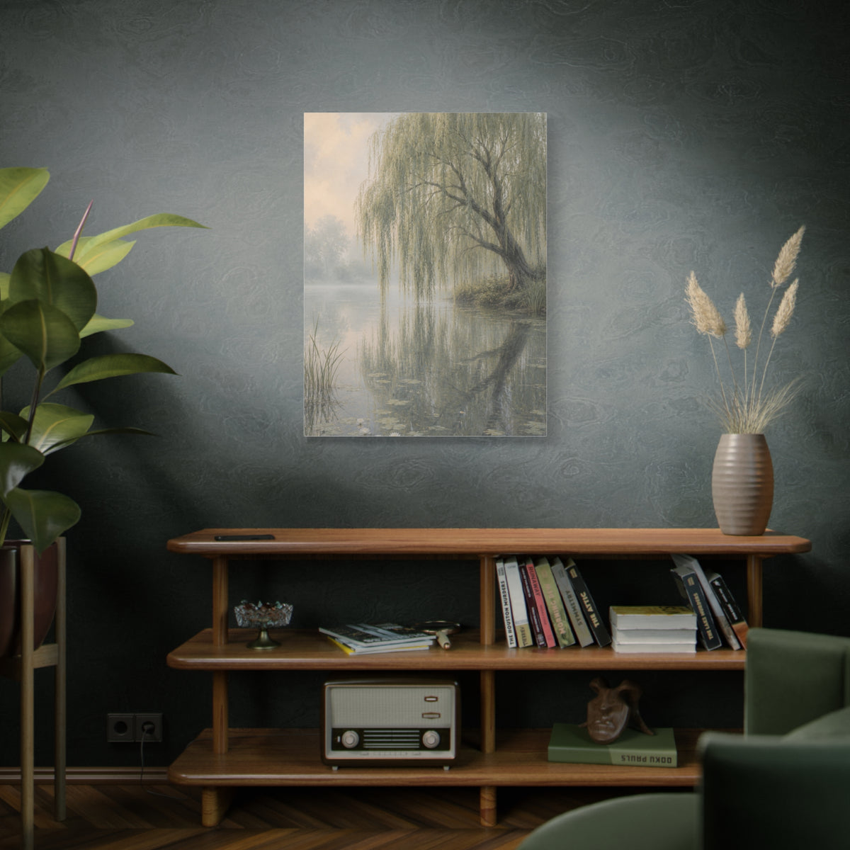 Misty Willow Reflection Lake Trees Wall Art & Canvas Print