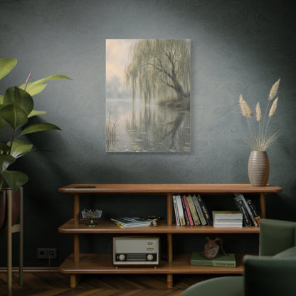 Misty Willow Reflection Lake Trees Wall Art & Canvas Print