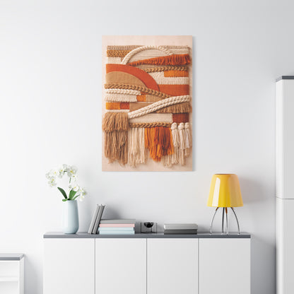 Boho Textile Orange Fiber Composition Wall Art & Canvas Print