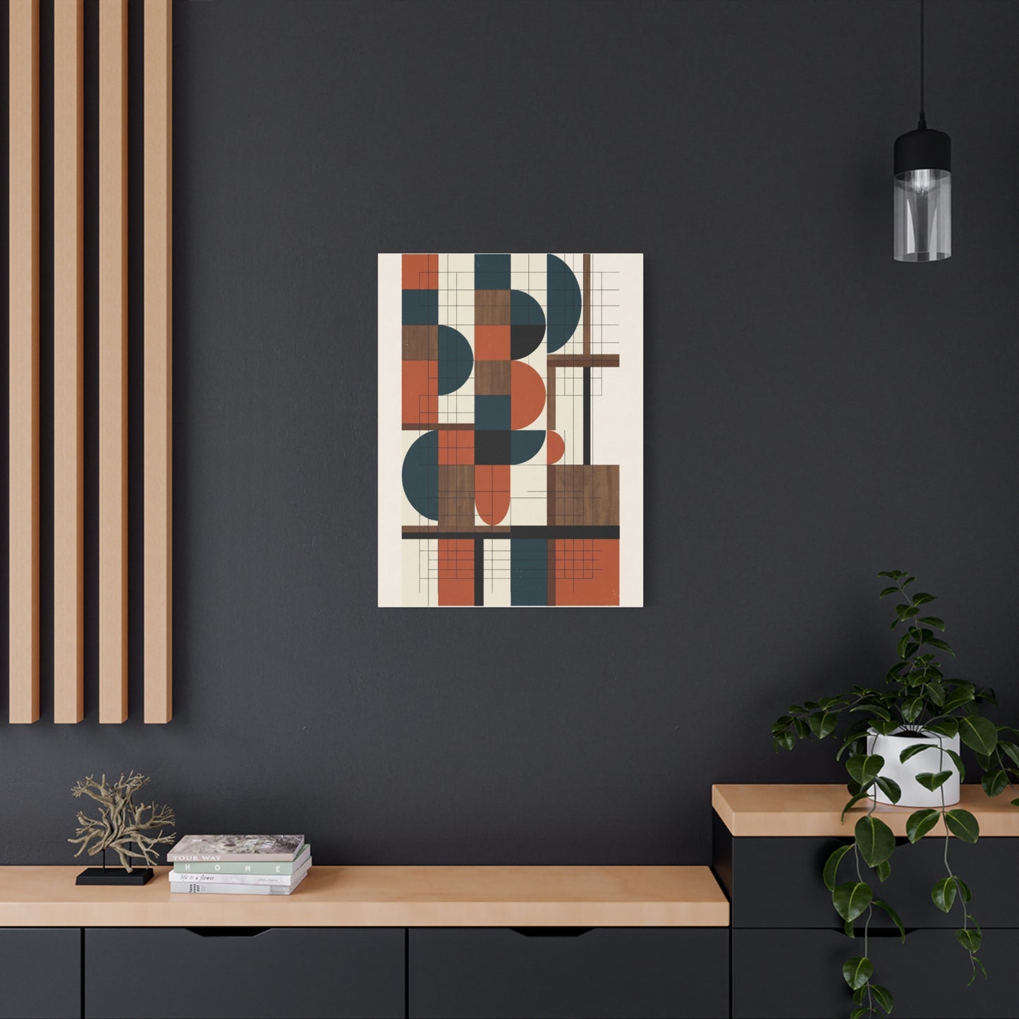 Bauhaus Orange Geometry Grid Wall Art & Canvas Print