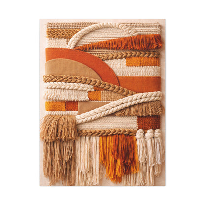 Boho Textile Orange Fiber Composition Wall Art & Canvas Print