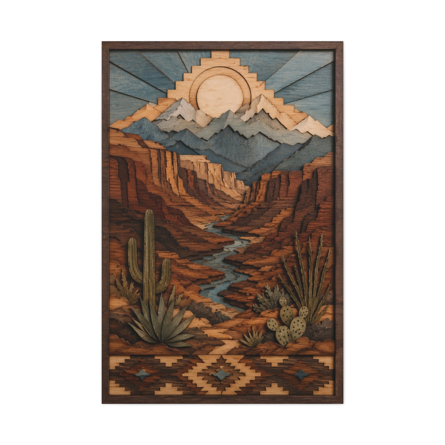 Layered Canyon Wood Mosaic Southwest Wall Art & Canvas Print