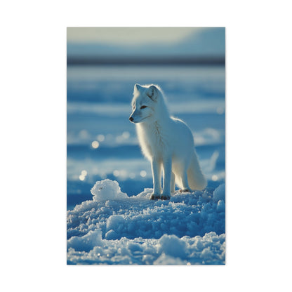 Arctic Fox Snow Minimal Portrait Wall Art & Canvas Print