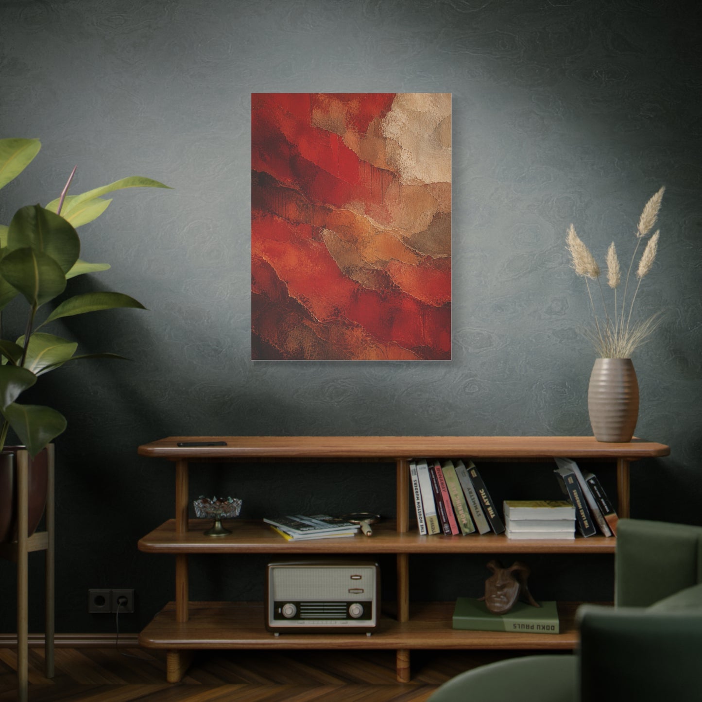 Earthy Layered Red Terrain Abstraction Wall Art & Canvas Print