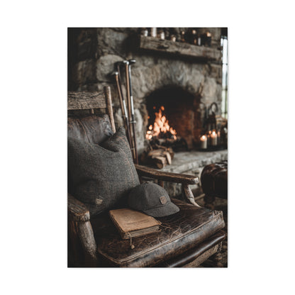 Old Caddie Chair Fireside Golf Still Life Wall Art & Canvas Print