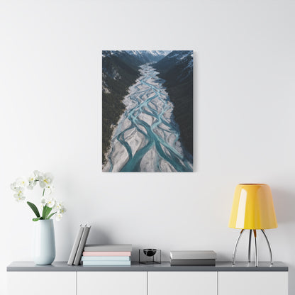 Aerial Braided Mountain River Wall Art & Canvas Print