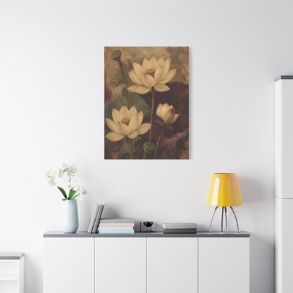 Vintage Lotus Botanical Painting Wall Art & Canvas Print