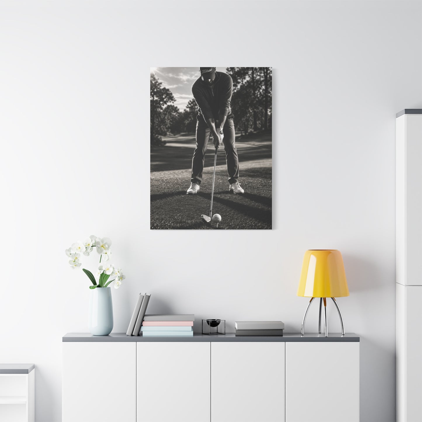 Black and White Golf Grip Portrait Wall Art & Canvas Print