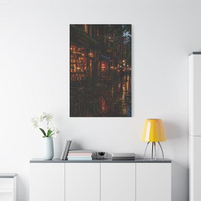 Greenwich Village Rainy Bookstore Scene Wall Art & Canvas Print