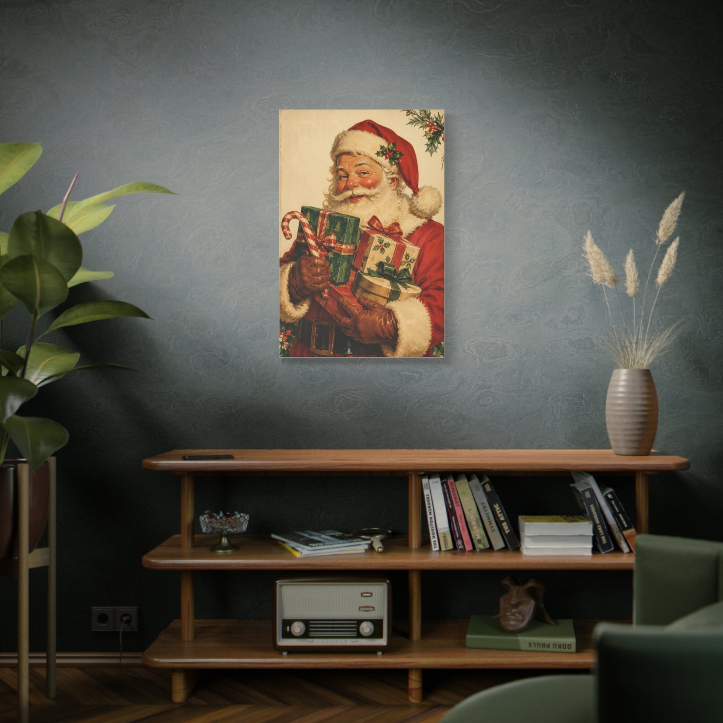 Vintage Americana Santa with Presents Wall Art & Canvas Print