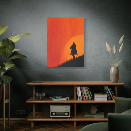 Cowboy Sunset Ridge Silhouette Wall Art & Canvas Print