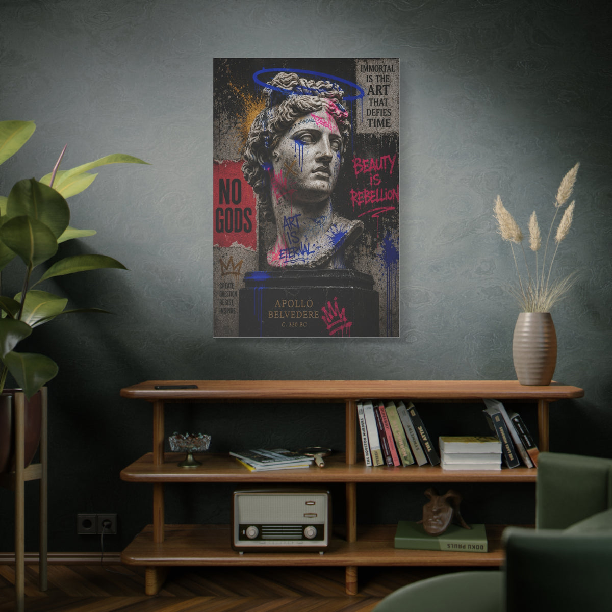 Graffiti Apollo Bust Rebellion Street Wall Art & Canvas Print