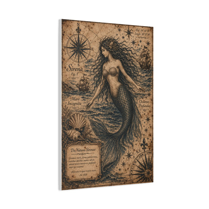 Antique Nautical Sirena Illustration Wall Art & Canvas Print