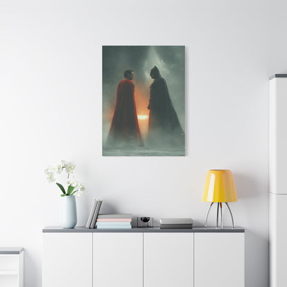 Batman vs Superman Foggy Standoff Poster Wall Art & Canvas Print