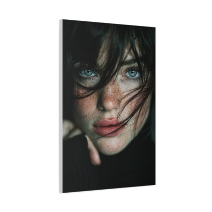 Wind-Swept Freckled Muse Portrait Wall Art & Canvas Print