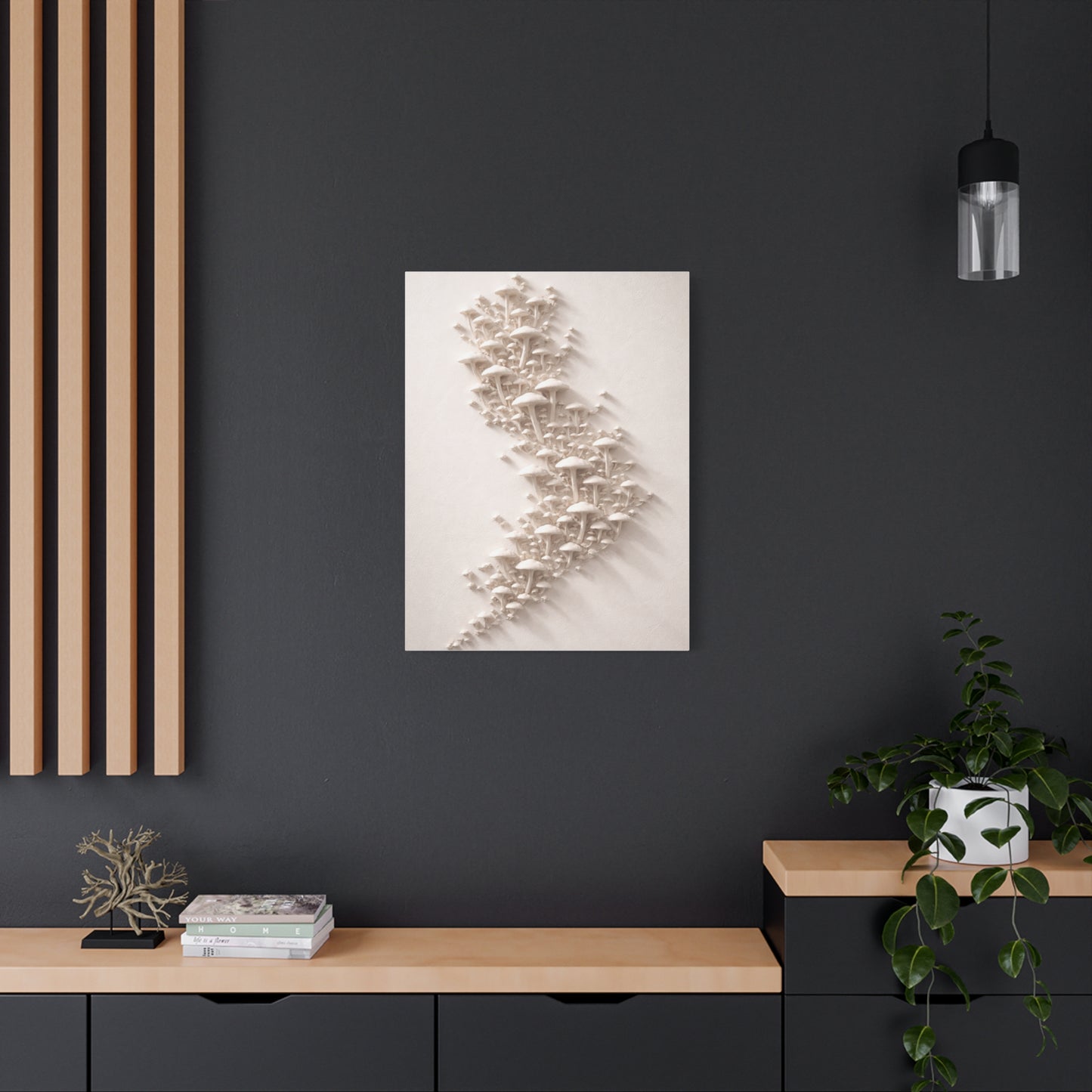 Modular 3D Stick-On Mushroom Colony Wall Art & Canvas Print