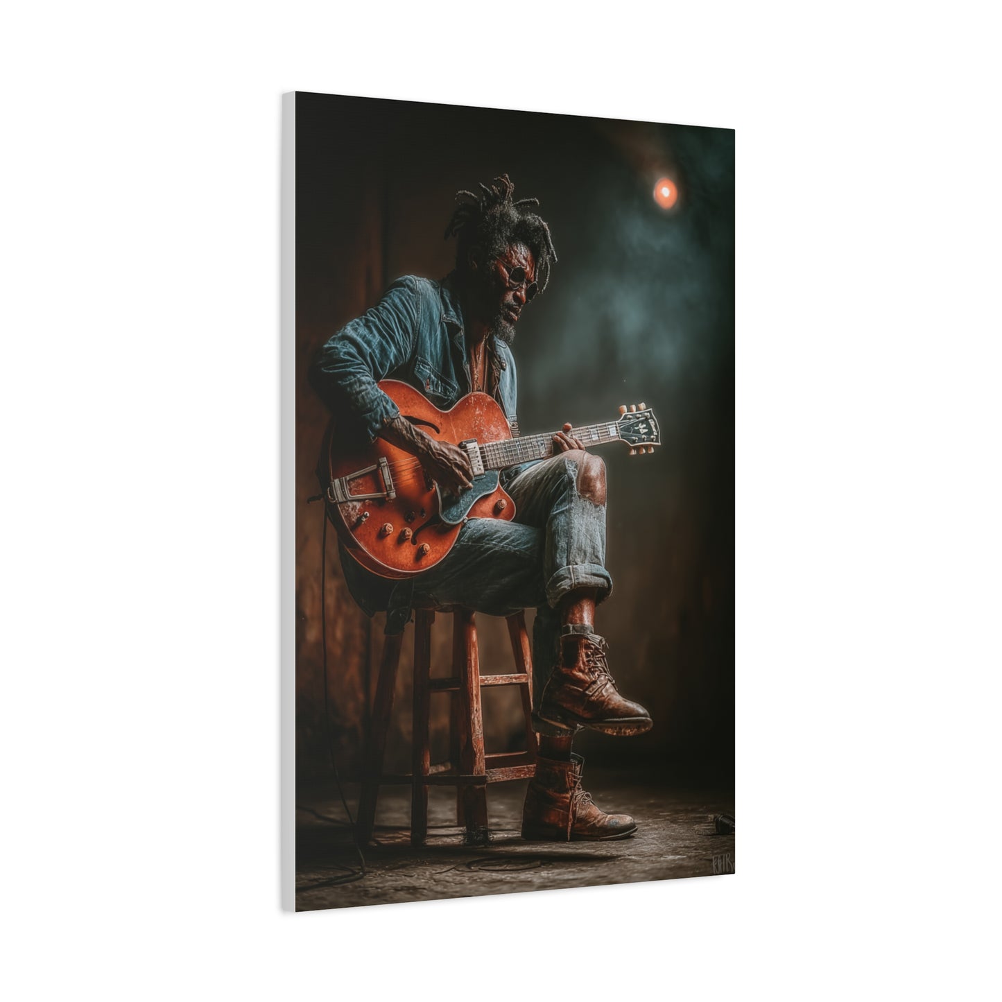Acoustic Blues Session Portrait Wall Art & Canvas Print