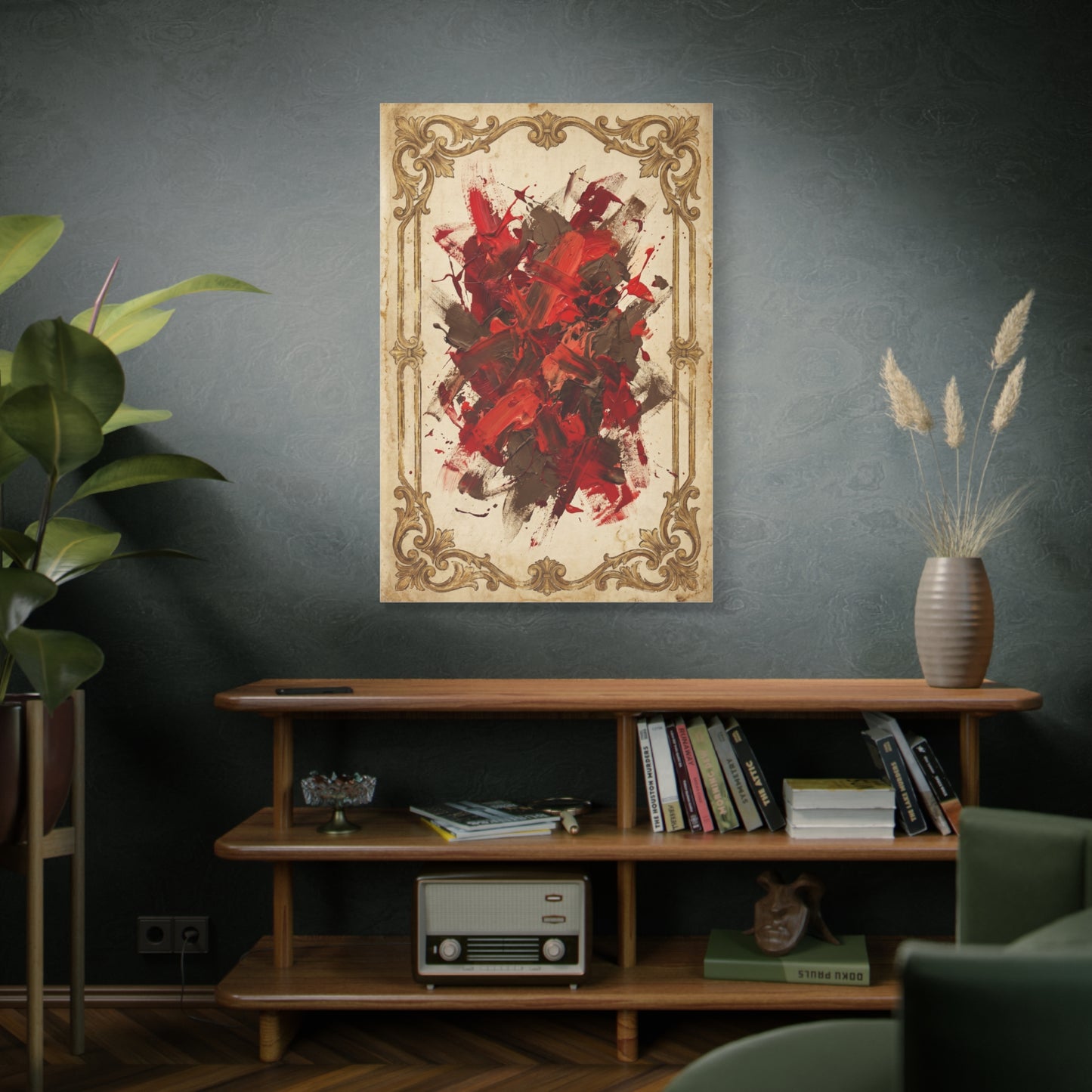 Vintage Framed Red Expressionist Composition Wall Art & Canvas Print