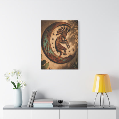 Kokopelli Crescent Moon Southwest Wall Art & Canvas Print