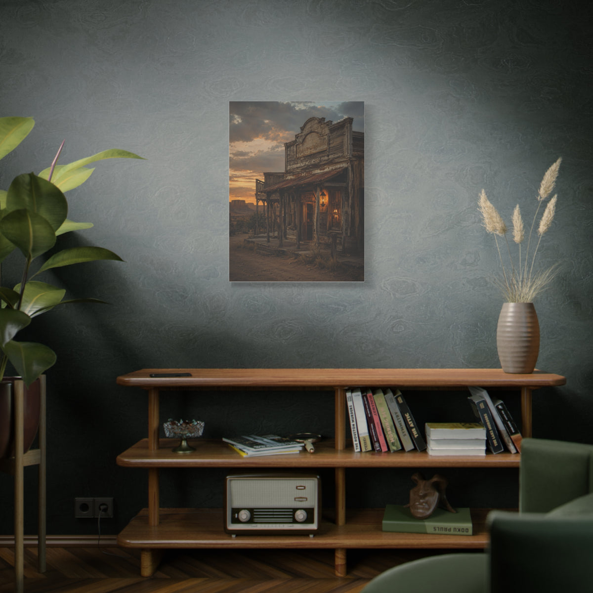 Old Town Western Saloon Exterior Scene Wall Art & Canvas Print
