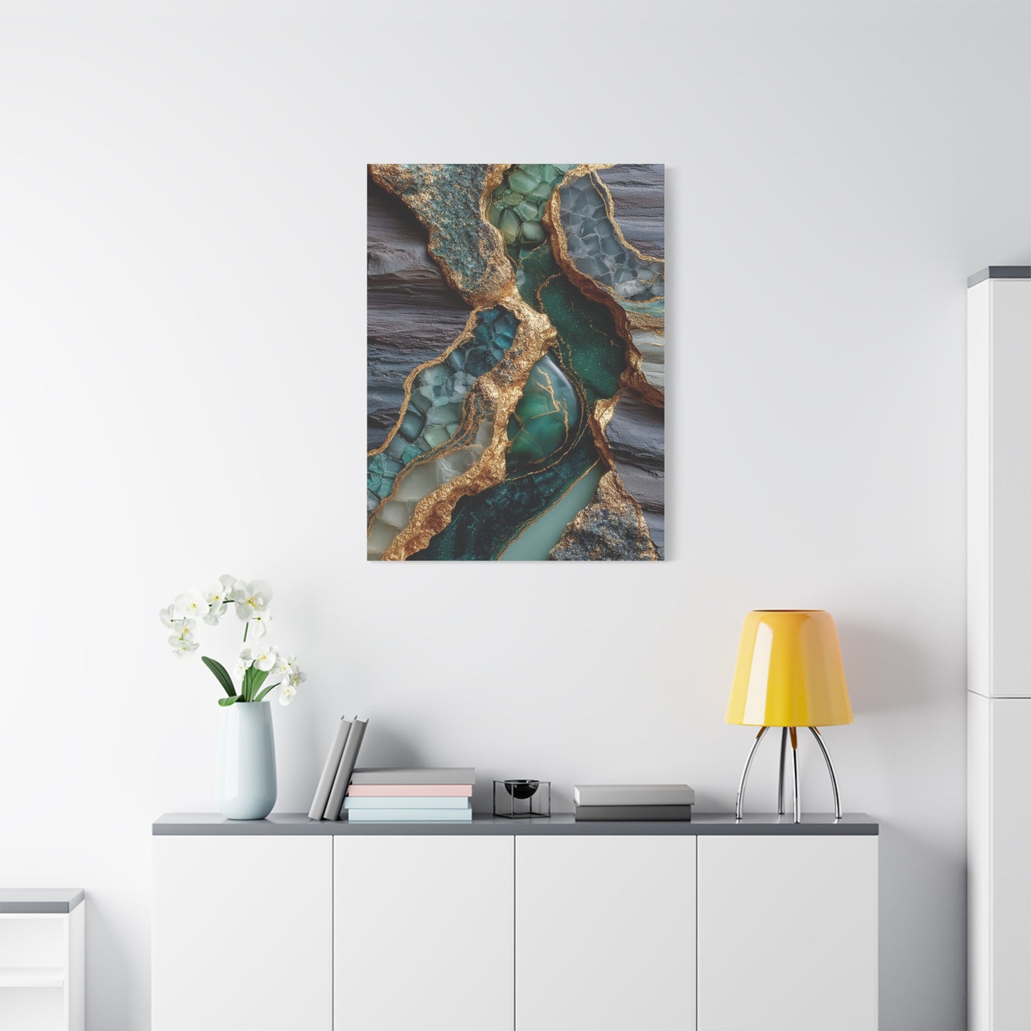 Emerald Geode Gold Vein Abstract Wall Art & Canvas Print