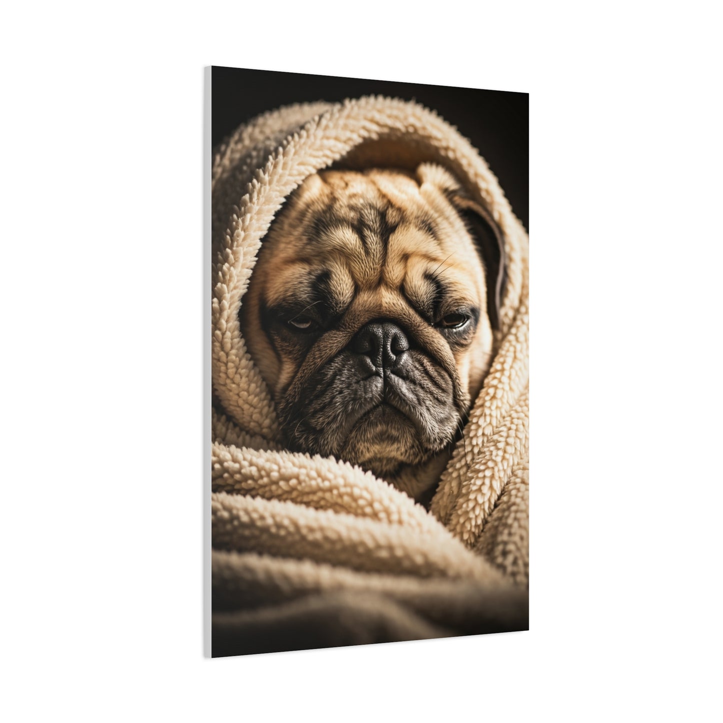 Wrapped in Warmth Pug Wall Art & Canvas Print